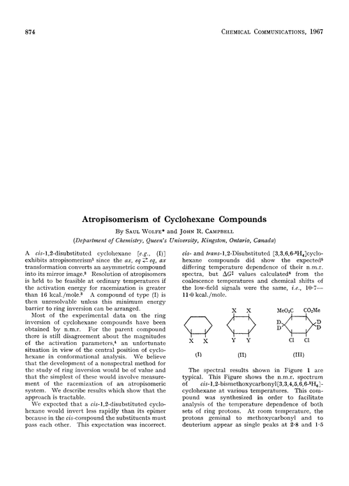 Atropisomerism of cyclohexane compounds