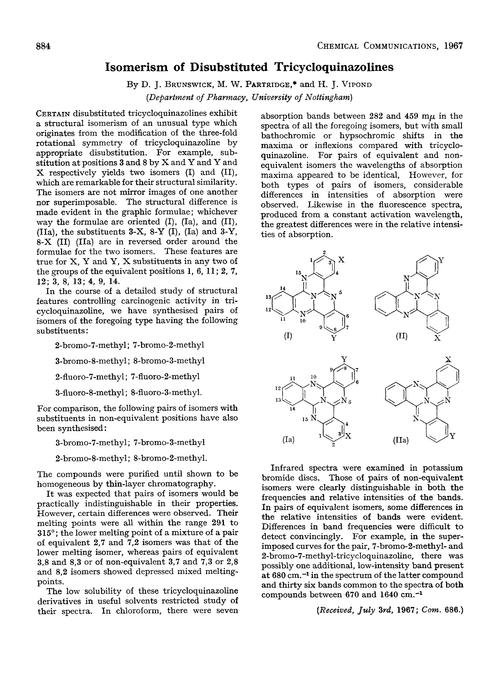 Isomerism of disubstituted tricycloquinazolines