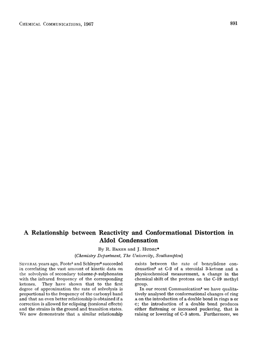 A relationship between reactivity and conformational distortion in aldol condensation