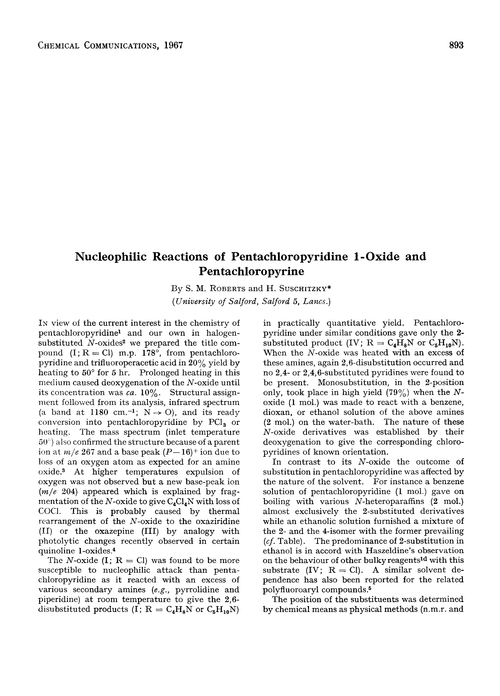 Nucleophilic reactions of pentachloropyridine 1-oxide and pentachloropyrine
