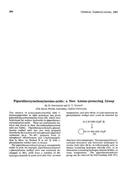 Piperidinoxycarbonylamino-acids: a new amino-protecting group