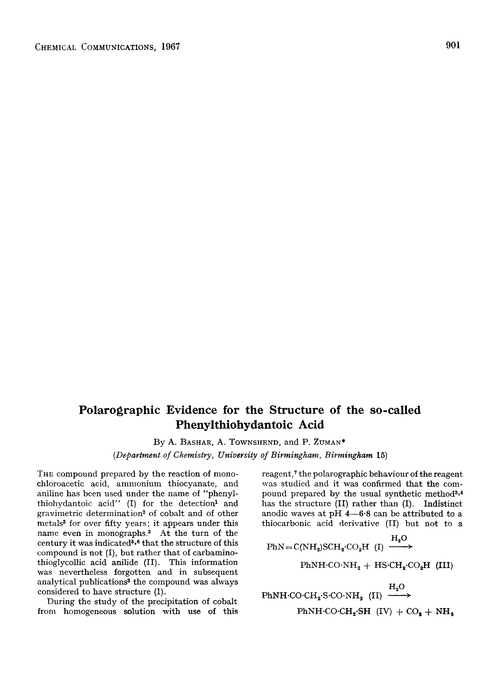 Polarographic evidence for the structure of the so-called phenylthiohydantoic acid