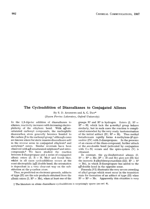 The cycloaddition of diazoalkanes to conjugated allenes