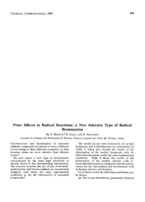 Polar effects in radical reactions: a new selective type of radical bromination