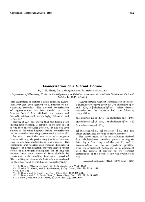 Isomerization of a steroid borane