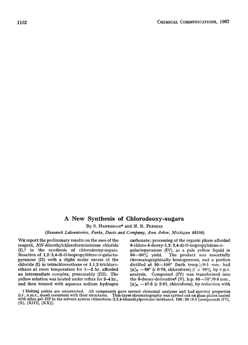 A new synthesis of chlorodeoxy-sugars