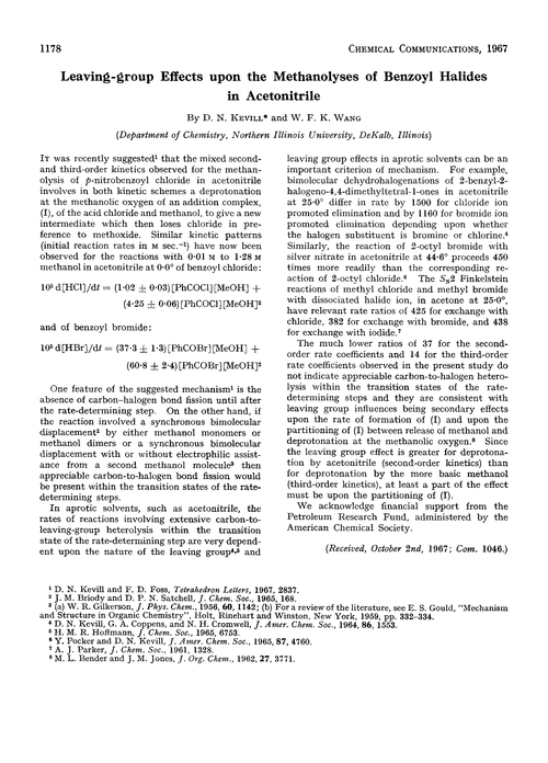 Leaving-group effects upon the methanolyses of benzoyl halides in acetonitrile