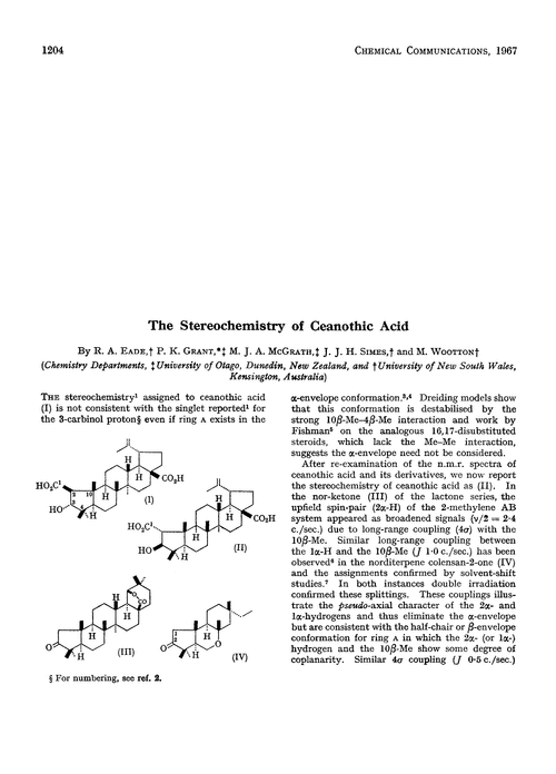 The stereochemistry of ceanothic acid