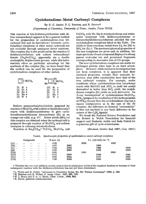 Cyclobutadiene–metal carbonyl complexes