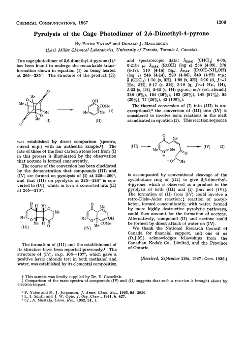 Pyrolysis of the cage photodimer of 2,6-dimethyl-4-pyrone