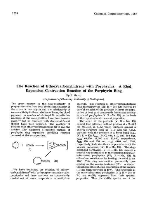 The reaction of ethoxycarbonylnitrene with porphyrins. A ring expansion–contraction reaction of the porphyrin ring