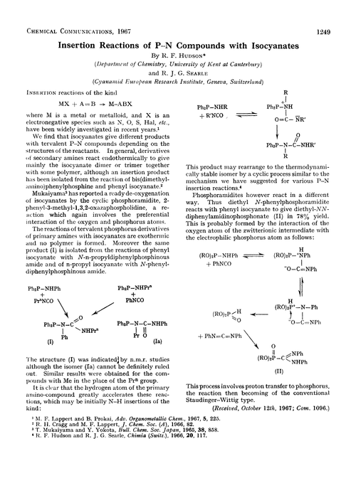 Insertion reactions of P–N compounds with isocyanates