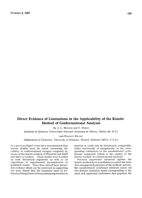 Direct evidence of limitations in the applicability of the kinetic method of conformational analysis