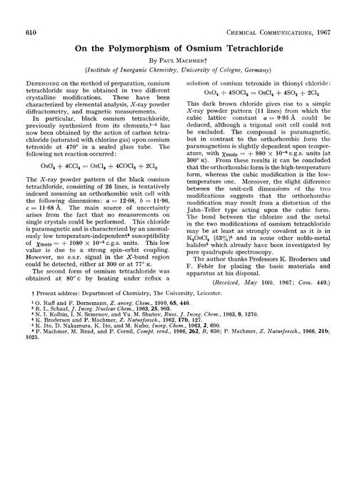 On the polymorphism of osmium tetrachloride
