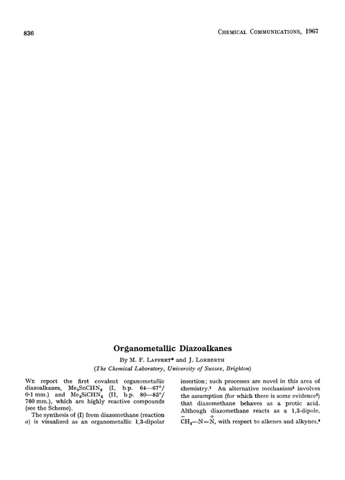 Organometallic diazoalkanes