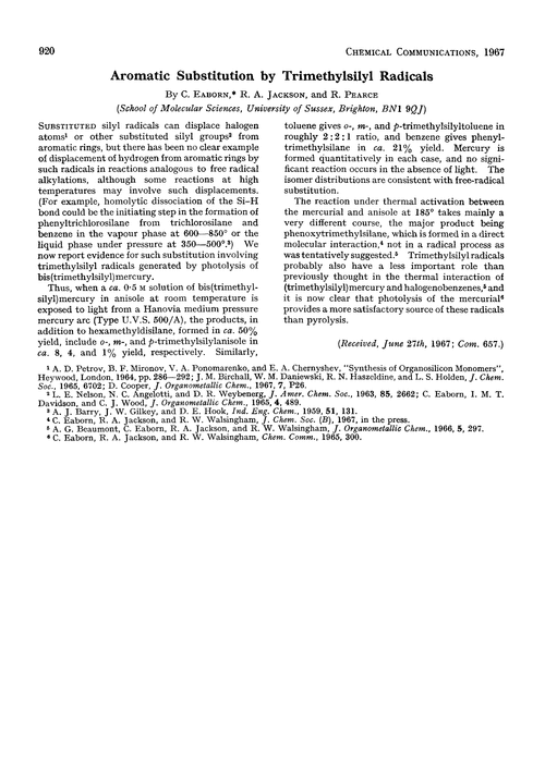 Aromatic substitution by trimethylsilyl radicals