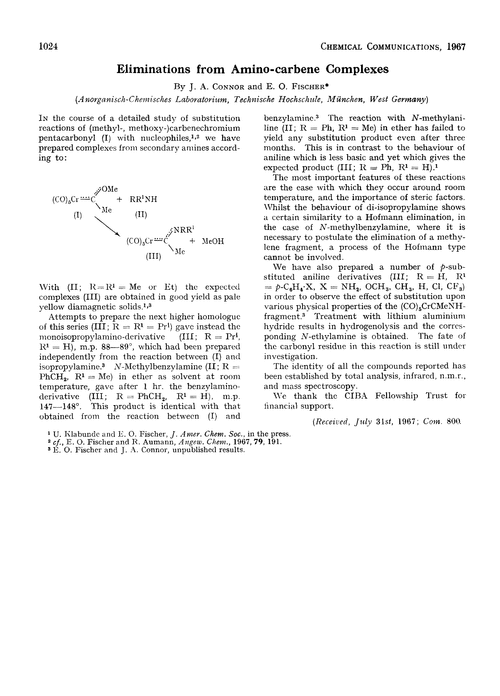 Eliminations from amino-carbene complexes