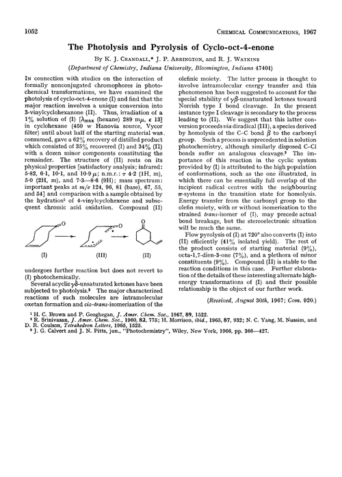 The photolysis and pyrolysis of cyclo-oct-4-enone