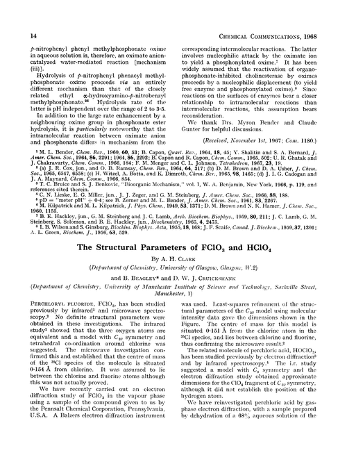 The structural parameters of FClO3 and HClO4