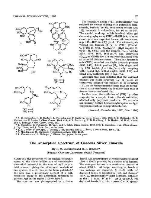 The absorption spectrum of gaseous silver fluoride