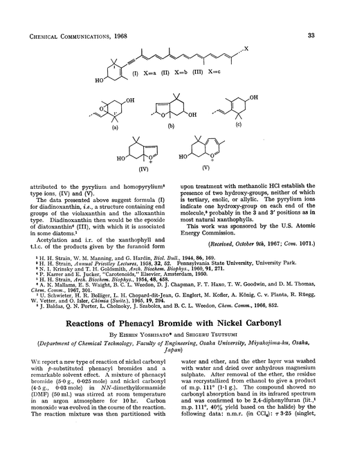 Reactions of phenacyl bromide with nickel carbonyl