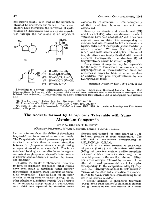 The adducts formed by phosphorus tricyanide with some aluminium compounds