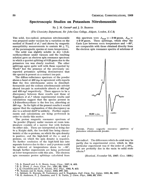 Spectroscopic studies on potassium nitrobenzenide