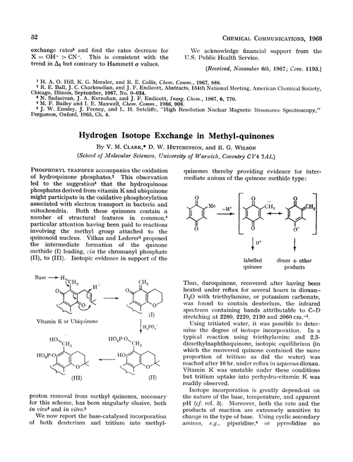 Hydrogen isotope exchange in methyl-quinones