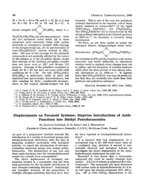 Displacements on furanoid systems: stepwise introductions of azide functions into methyl pentofuranosides