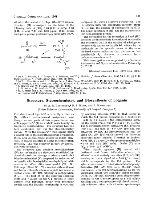 Structure, stereochemistry, and biosynthesis of loganin