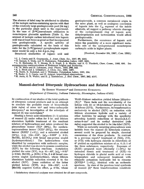 Manool-derived diterpenic hydrocarbons and related products