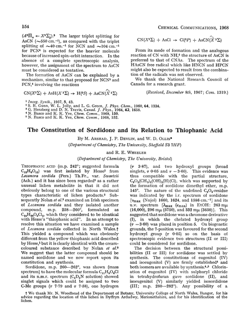 The constitution of sordidone and its relation to thiophanic acid