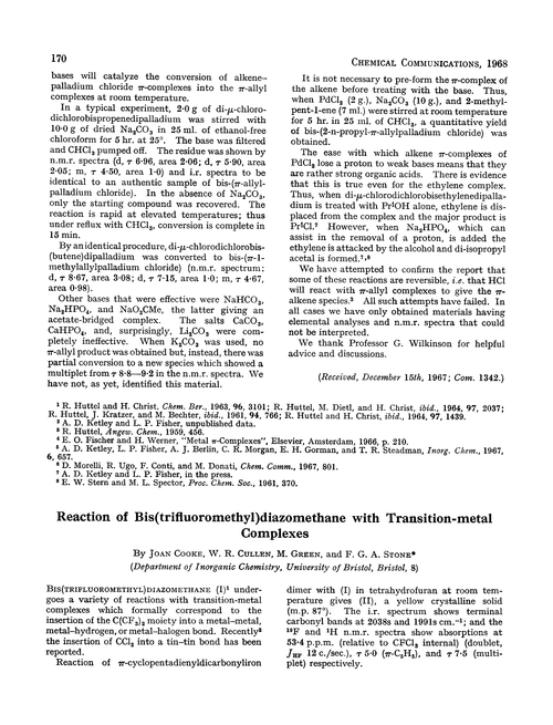Reaction of bis(trifluoromethyl)diazomethane with transition-metal complexes