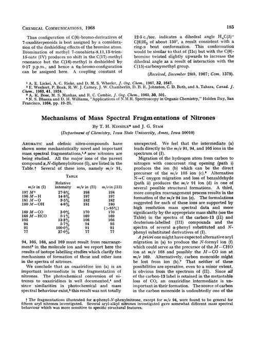 Mechanisms of mass spectral fragmentations of nitrones