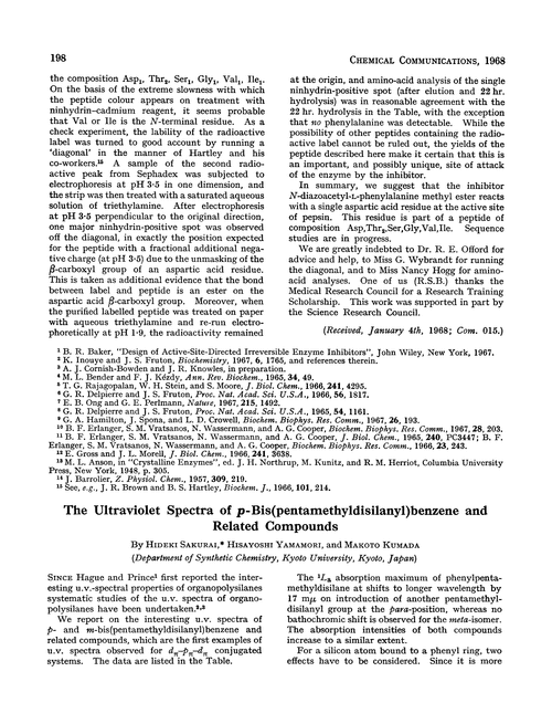 The ultraviolet spectra of p-bis(pentamethyldisilanyl)benzene and related compounds