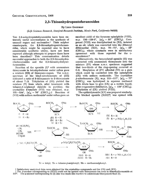 2,3-Thioanhydropentofuranosides