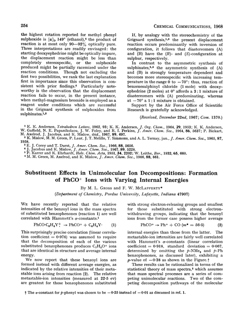 Substituent effects in unimolecular ion decompositions: formation of PhCO+ ions with varying internal energies