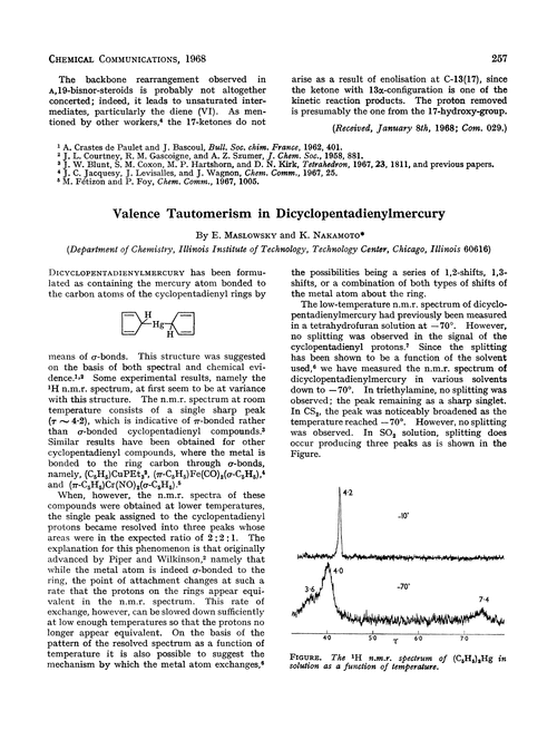 Valence tautomerism in dicyclopentadienylmercury