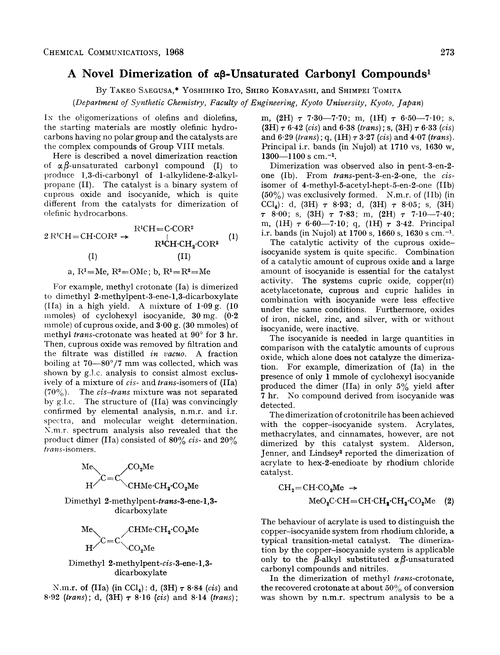 A novel dimerization of αβ-unsaturated carbonyl compounds