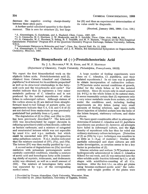 The Biosynthesis Of Protolichesterinic Acid Chemical Communications London Rsc Publishing