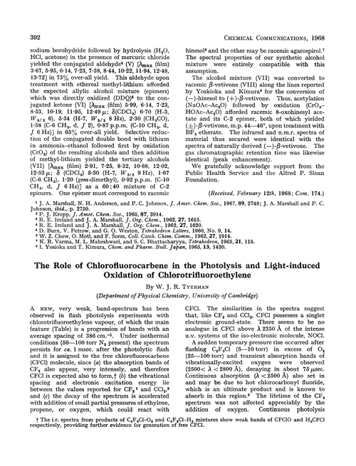 The role of chlorofluorocarbene in the photolysis and light-induced oxidation of chlorotrifluoroethylene