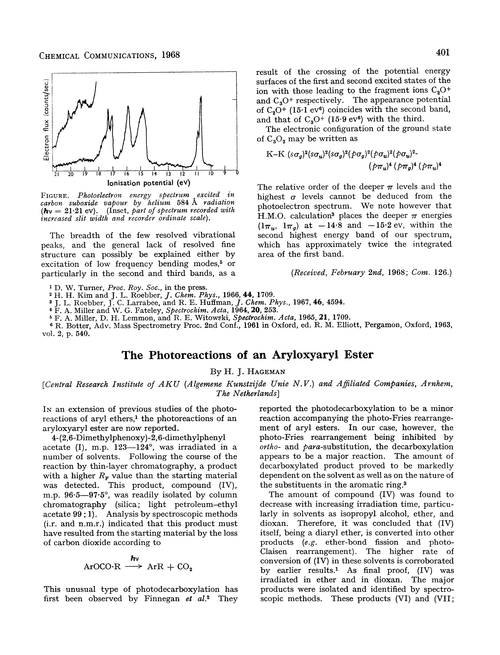 The photoreactions of an aryloxyaryl ester
