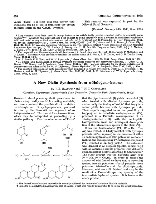 A new olefin synthesis from α-halogeno-ketones