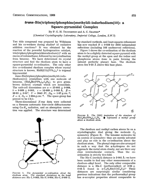 trans-Bis(triphenylphosphine)methyldi-iodorhodium(III): a square-pyramidal complex