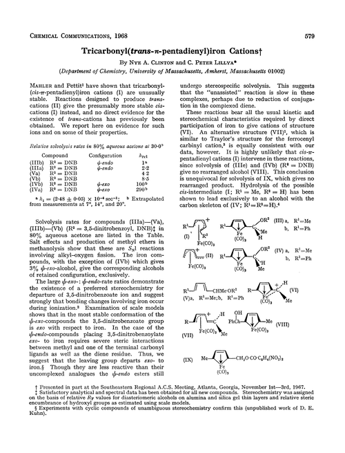 Tricarbonyl(trans-π-pentadienyl)iron cations