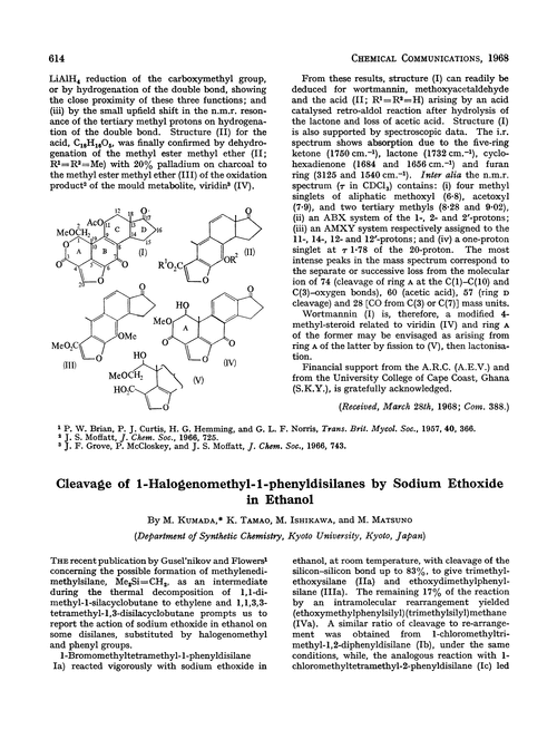 Cleavage of 1-halogenomethyl-1-phenyldisilanes by sodium ethoxide in ethanol