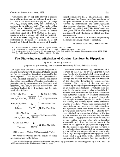 The photo-induced alkylation of glycine residues in dipeptides