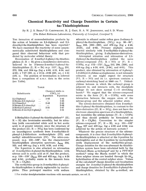Chemical reactivity and charge densities in certain 6a-thiathiophthens