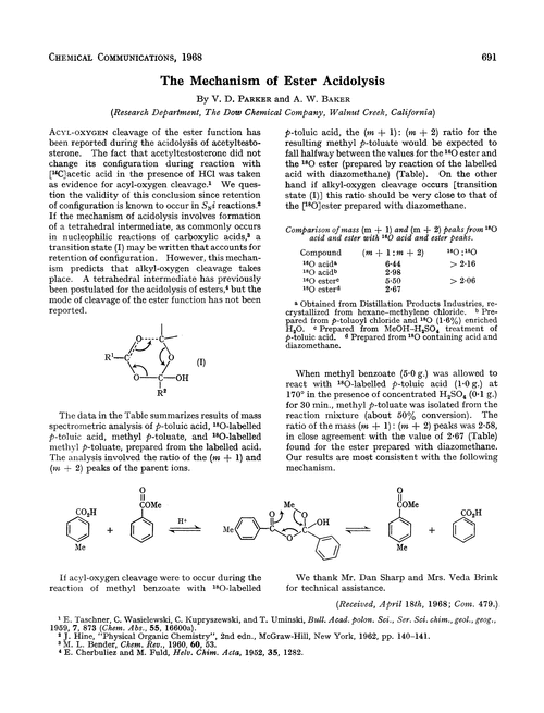 The mechanism of ester acidolysis