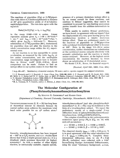 The molecular configuration of (phenyltrimethylenemethane)tricarbonyliron